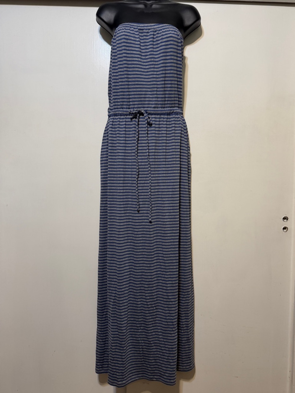 Cynthia Rowley Navy and Gray Striped Strapless Maxi size Medium